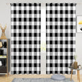 42 x 84 Inch Linen Buffalo Plaid Check Curtains Blackout Bedroom Room Darkening Thermal Insulated Black White Buffalo Checkered Window Drapes Farmhouse Living Room Pocket Tab Curtain 2 Panels (Black White / 42"W x 84"L (Pack of 2))