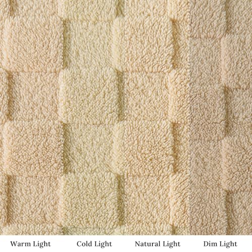 3D Checkered Fleece Queen Size Bed Blanket (Camel / Queen (90"x90"))