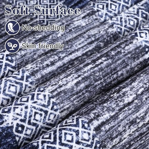 Small Bedroom Area Rug 3x5 Bordered Rug for Living Room Nursery (Blue / 3' x 5' (Rectangular))