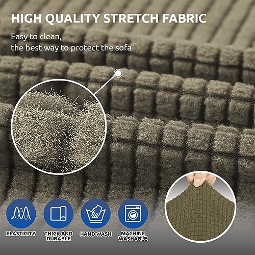 Stretch Couch Covers for Sofa (Khaki / Large)