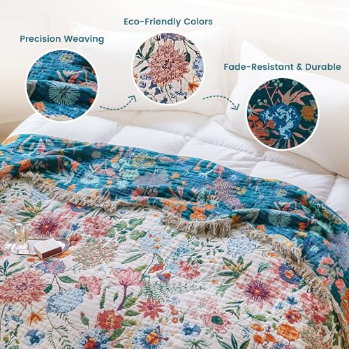 Boho Throw Blanket 60"x80" Fall Cotton Orchid Blanket for Couch (Orchid / 60"x80")