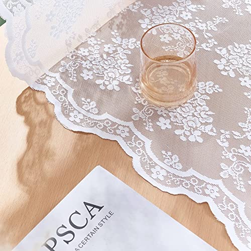 Vintage Lace Curtains 72 Inches Long (Bright White / 52"W x 72"L (Pack of 2))