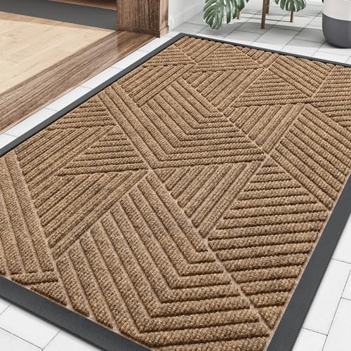 Front Door Mat Outside Entrance (Light Brown / 29.5" X 17")