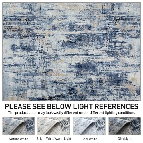 5x7 Area Rugs for Living Room (Blue/Gold / 5' x 7' (Rectangular))
