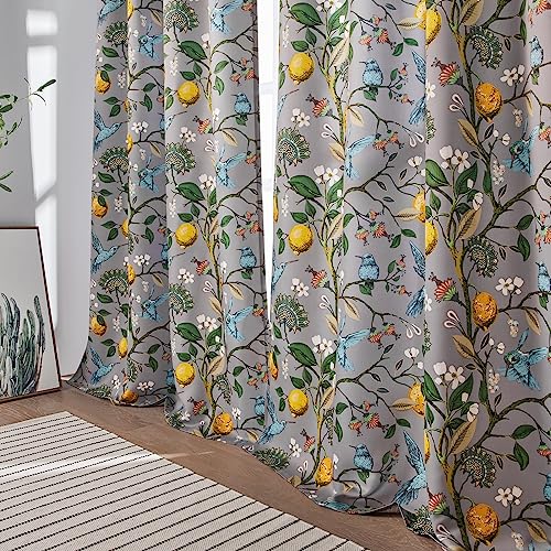 Gray Patterned Curtains 96 Inch Long for Living Room (Grey / 52"W x 96"L (Pack of 2))