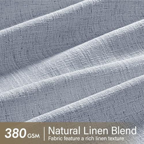 Pinch Pleated Linen Curtains 96 Inches Long 2 Panels Light Blue (Chambray Blue / 40"W x 96"L (Pack of 2))
