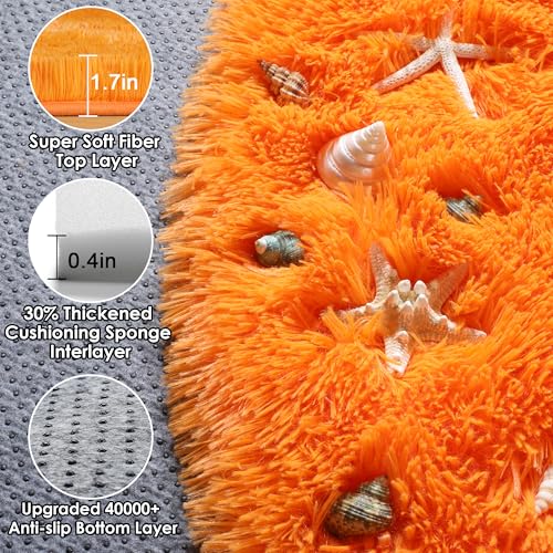 Orange Round Rugs 5ft for Bedroom Living Room (Orange / 5' (Round))