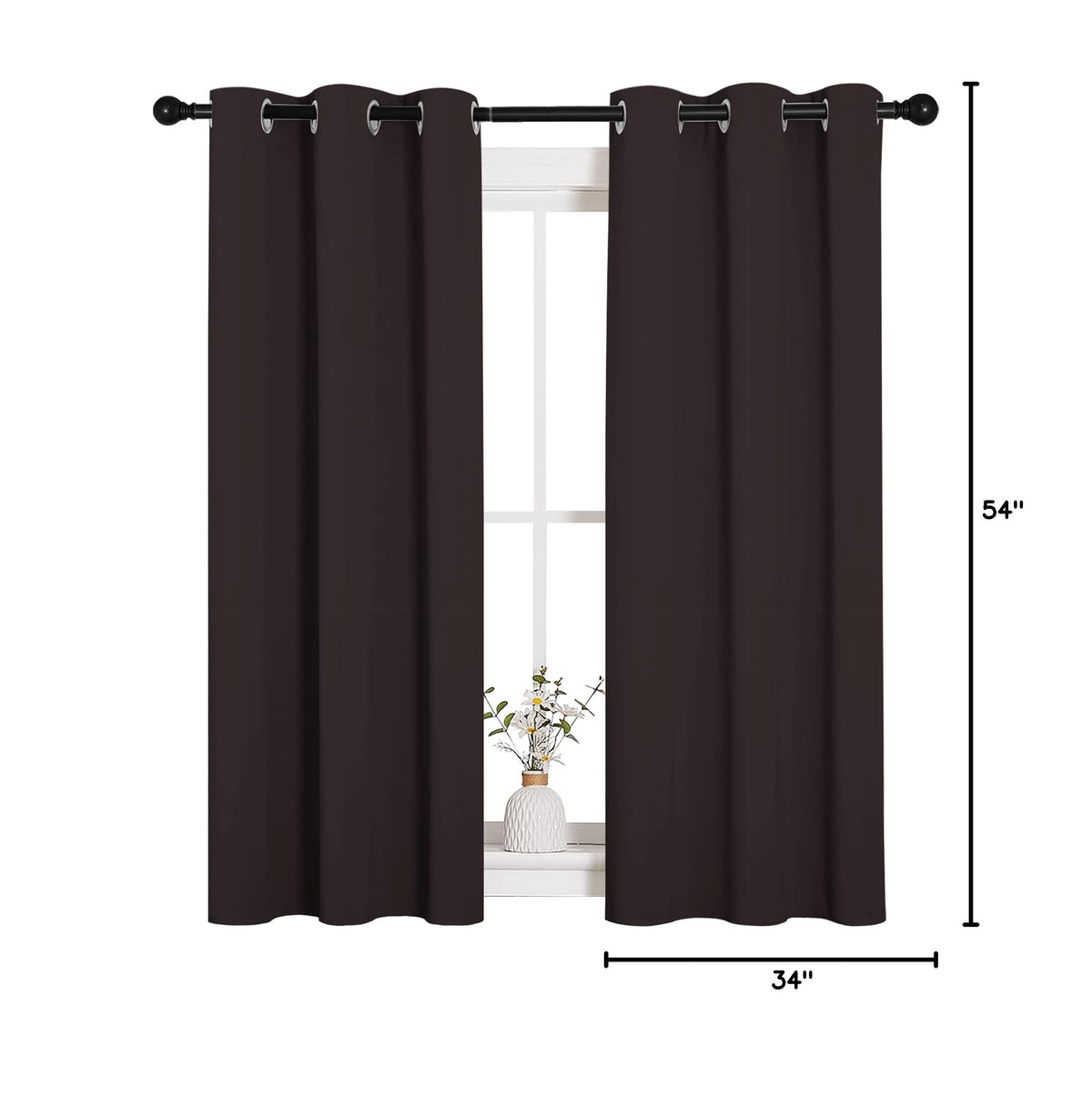 Room Darkening Curtains (Toffee Brown / 34"W x 54"L (Pack of 2))