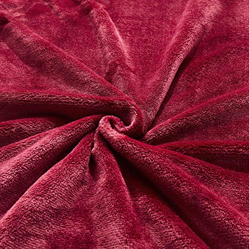 Large Flannel Fleece Throw Blanket (60"x80" / Burgundy)