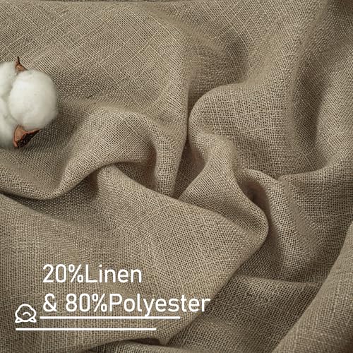 Linen Curtains 48 Inch Length Semi Sheer Light Filtering 2 Panels (Taupe / 34"W x 48"L (Pack of 2))