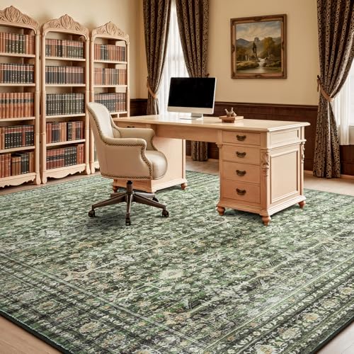 8x10 Area Rugs for Living Room Green Washable Non (Green / 8' X 10' (Rectangular))