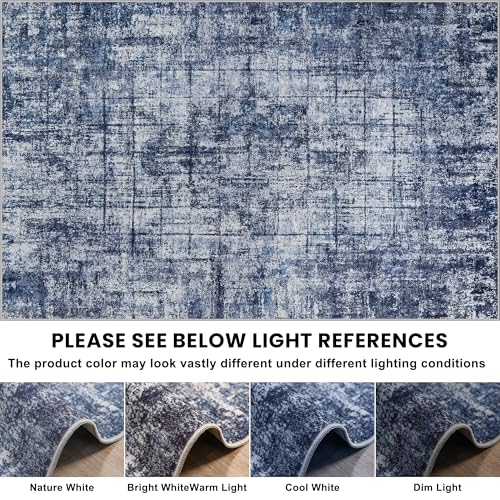 9x12 Washable Area Rug for Living Room Bedroom (Navy/Light Gray / 9' x 12' (Rectangular))
