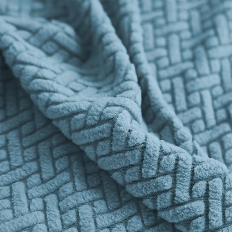 Couch Covers for 3 Cushion Sofa Pet Friendly Couch Cushion Covers Universal Sofa Covers Washable Stretch Slipcovers for Sectional Sofa (Texture Sea Blue / Large Triple Seat Cover)
