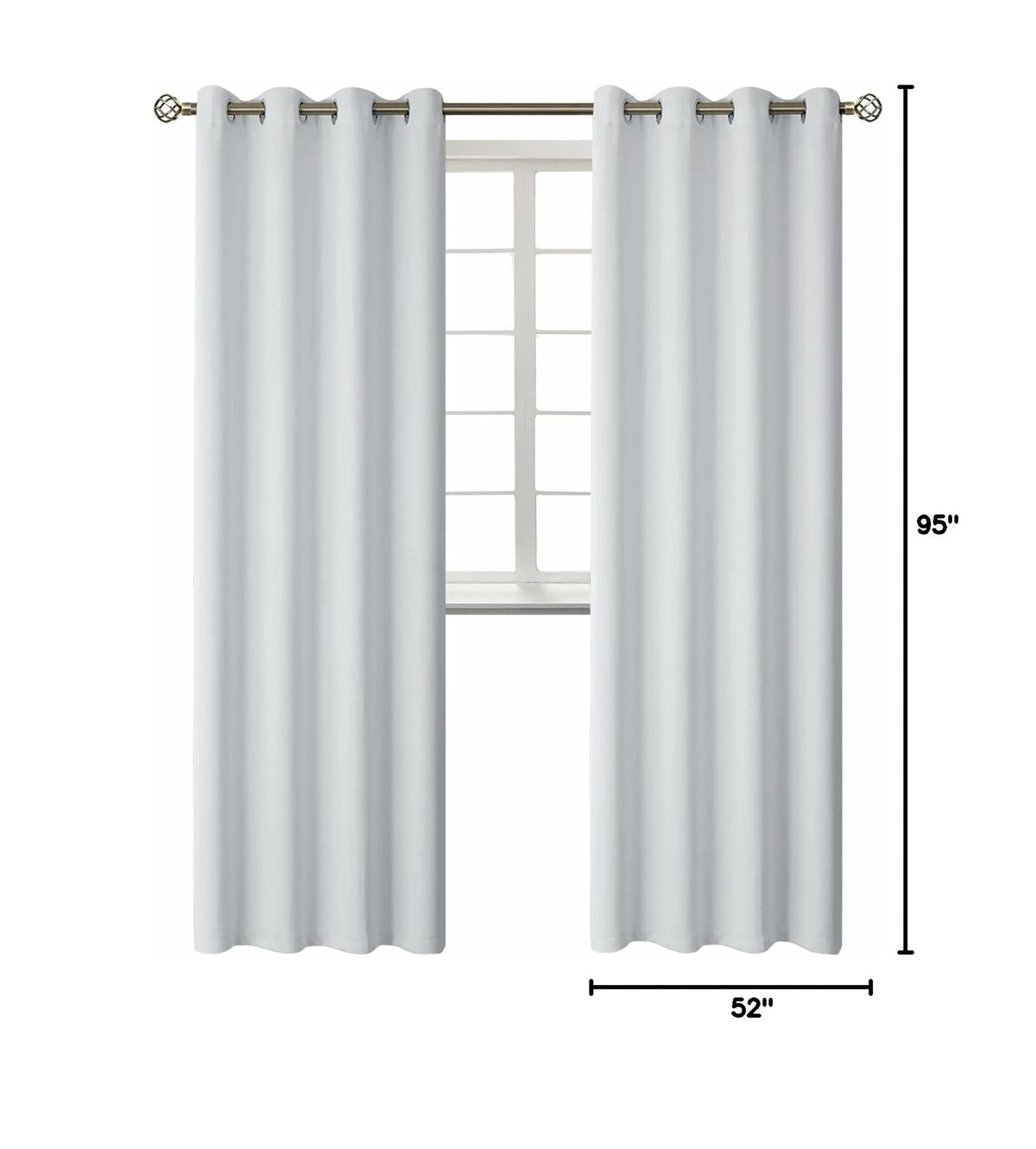 Room Darkening Curtains 95 Inches Long (Greyish White / 52"W x 95"L (Pack of 2))