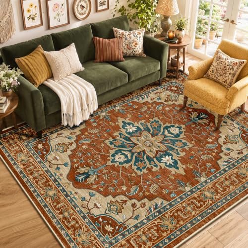 Washable Area Rug (Red/Orange/Blue/Brown / 6' x 9' (Rectangular))