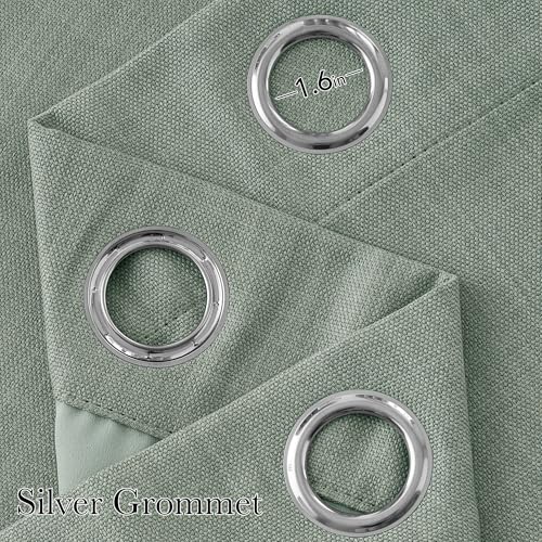 Faux Linen Sage Green Blackout Curtains 84 inches Long for Living (Linen Sage Green / 52"W x 84"L (Pack of 2))