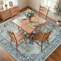 Washable Area Rug (Teal Green/White/Navy / 7' x 7' (Square))