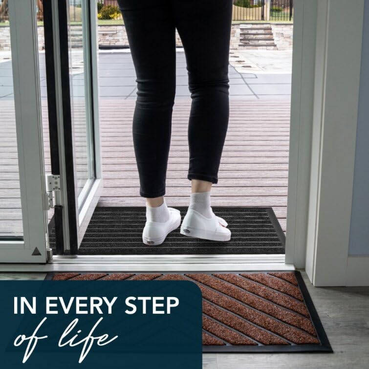 Extra Durable Door Mat Outside Entrance (47" x 32" (Rectangular) / Bright Grey)