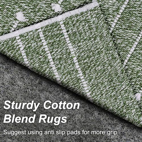 2x6 Green Entryway Runner Rug (Dark Green & White / 2' x 6' (Runner))