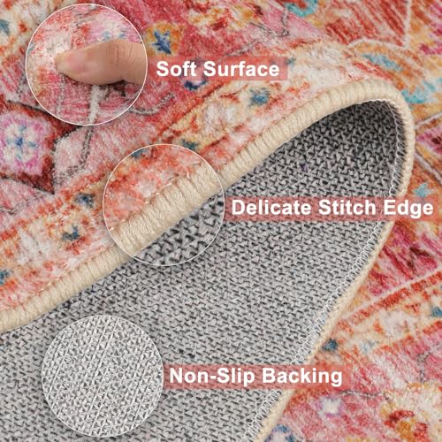 Washable Runner Rug (2' x 8' / Pink)
