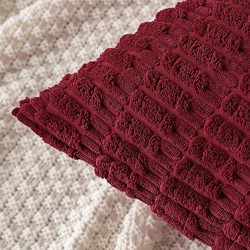 Christmas Corduroy Decorative Throw Pillow Covers 18x18 Burgundy (Burgundy / 18" x 18" (Pack of 2))