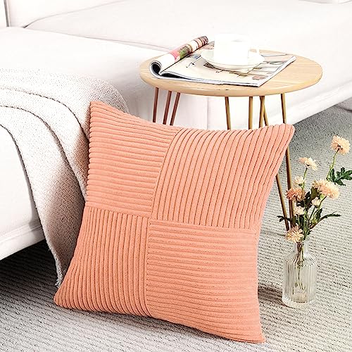 2 Packs Peach Samll Decorative Throw Pillow Covers 12x12 Inch with for Couch Bed Sofa (Peach / 12" x 12" (Pack of 2))