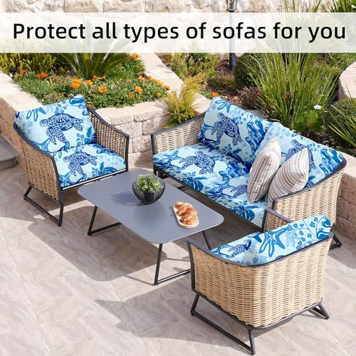 8 Pcs Outdoor Cushion Covers (Sea Turtle / 8PCS)
