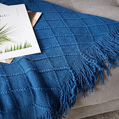Royal Blue Throw Blanket 50x60 Inch Knitted Soft Throw Sofa Blanket (Royal Blue / 50"x60")