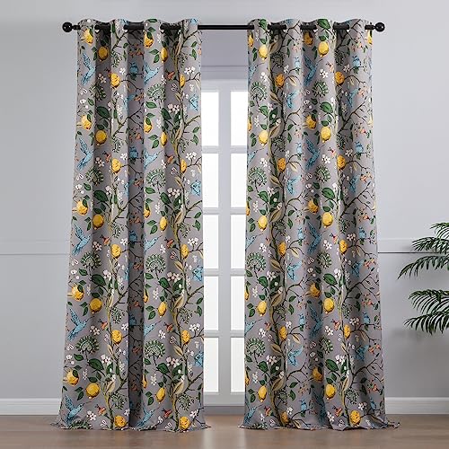 Gray Patterned Curtains 96 Inch Long for Living Room (Grey / 52"W x 96"L (Pack of 2))