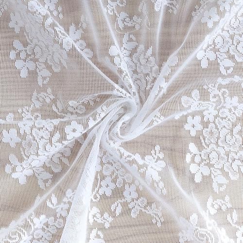 Vintage Lace Curtains 84 Inches Long Brilliant White 2 Panels (Brilliant White / 52"W x 84"L (Pack of 2))
