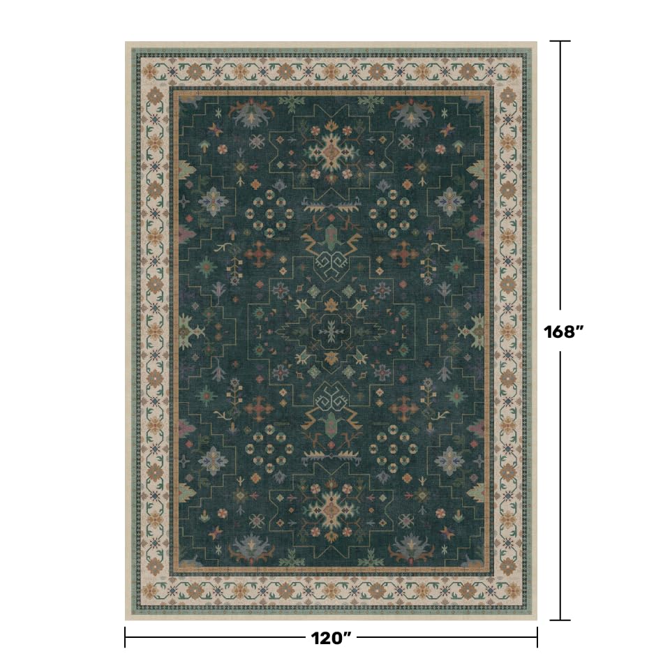 Dark Green Oushak Living Room Rug 10x14 (10' x 14' (Rectangular) / Dark Green)