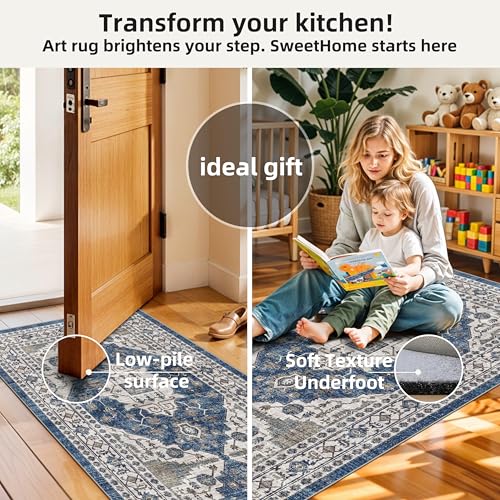 Kitchen Sink Rugs Set 0f 2 (2x3+2x4 / Blue)