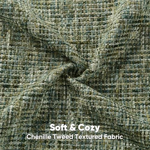 Pack of 2 Tweed Chenille Throw Pillow Covers 18x18 Inch (Dark Green / 18" x 18" (Pack of 2))