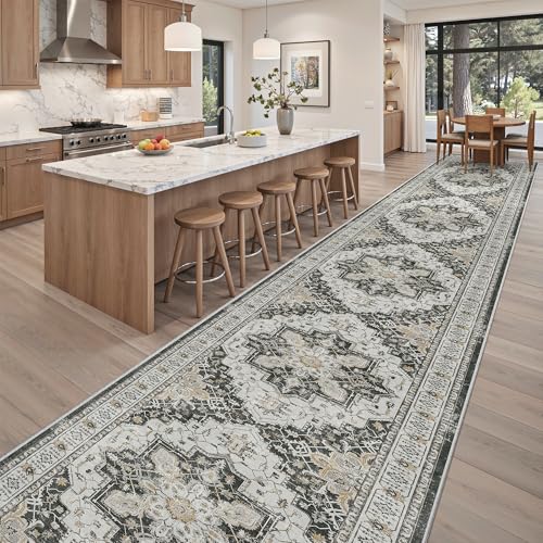 Hallway Runner Rug 3x20 Washable Kitchen Runners 20ft (Black / 3' x 20' (Runner))