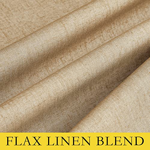 100% Absolutely Blackout Linen Curtains with Thermal Insulated White Liner (42"W x 45"L (Pack of 2) / Camel)