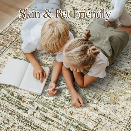 9x12 Area Rugs for Living Room Washable Rug Non (Olive Beige / 9' x 12' (Rectangular))