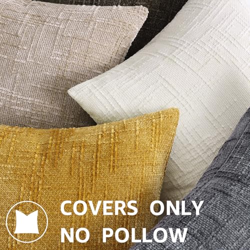 Textured Chenille Throw Pillow Covers 24x24 Set of 2 Dark Brown (Dark Brown / 24" x 24" (Pack of 2))