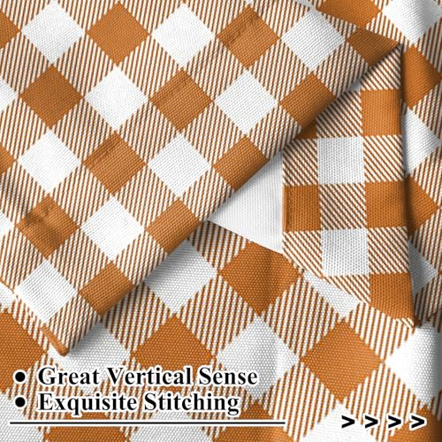 Orange White Buffalo Check Kitchen Curtain Rustic Plaid Window Drapes 26x24 (Brown / 26"W x 24"L (Pack of 2))
