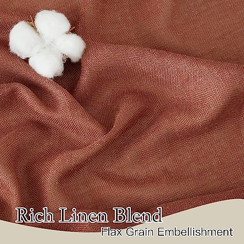 Light Filtering Linen Sheer Curtains 72 inch Long for Farmhouse (Terracotta / 52"W x 72"L (Pack of 2))