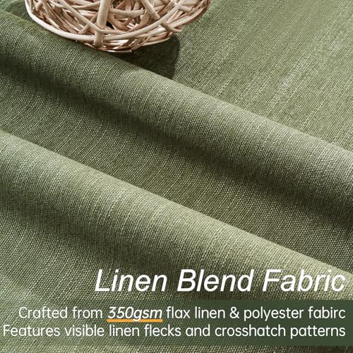 94 Inches Long Flax Custom Blackout Linen Curtains (Olive Green / 52"W x 94"L (Pack of 2))