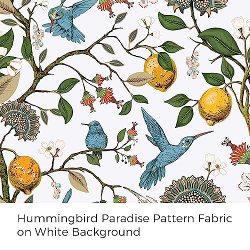 White Blackout Tiers 36 Inch Length Curtains Classical Watercolor Botanical Floral Hummingbird Grommet Half Window Treatment (White / 52"W x 36"L (Pack of 2))