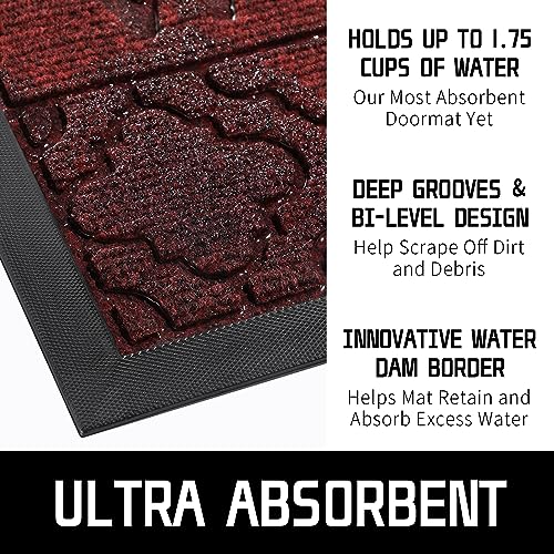 Welcome Door Mat (29.5x17 Inch / Black Red)