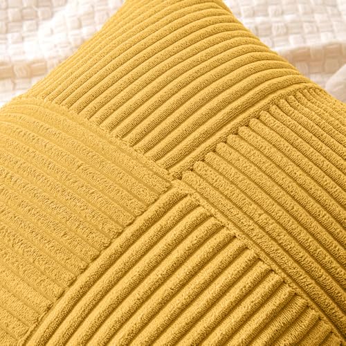 Mustard Yellow Decorative Throw Pillow Covers for Couch 20x20 Inch (Mustard Yellow / 20" x 20" (Pack of 2))