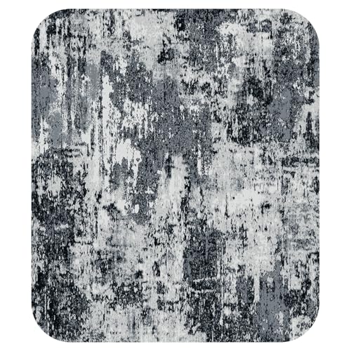 Washable Round 8ft Area Rug for Living Room Black White (Black/Navy Blue/Gray / 8' (Round))