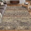 Washable Area Rug 8' x 10' Vintage Traditional Persian Mat (Umber and Slate / 8' x 10' (Rectangular))