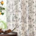 Black Floral Linen Curtains 84 Inch Vintage Back Tab 2 Panels (Black Floral on Linen / 50"W x 84"L (Pack of 2))