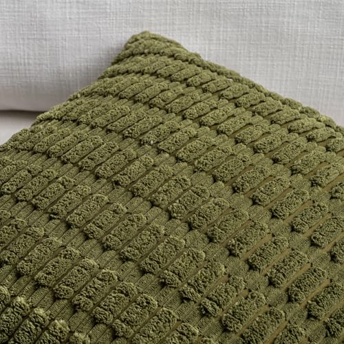 4 Packs Decorative Throw Pillow Covers for Living Room Couch Bed (24" x 12" (Pack of 4) / Moss Green)