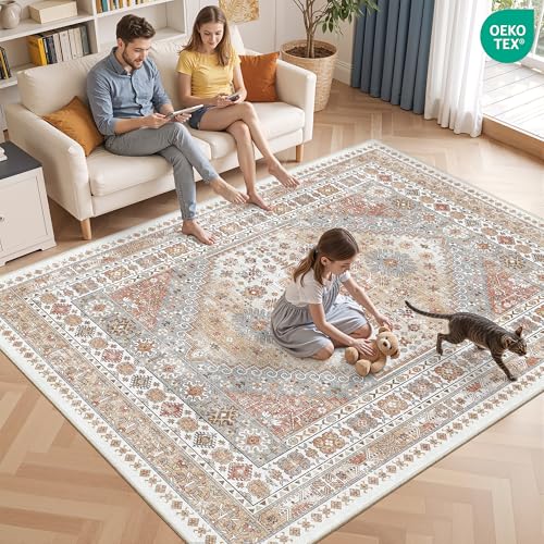 3x4 Washable Area Rug for Entryway Non Slip Kitchen Rugs (Orange / 3' x 4' (Runner))