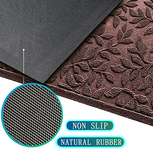 Sturdy Front Entrance Doormats (2'8" x 3'11" (Rectangular) / Leaves Brown)