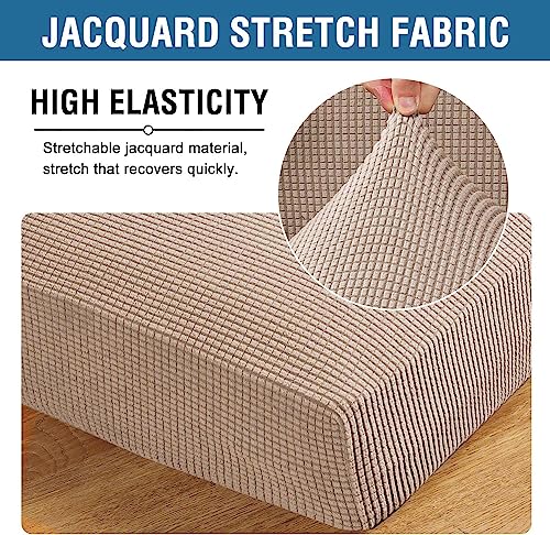 Super Stretch Individual Seat Cushion Covers Sofa Covers Couch Cushion Covers Slipcover Sets Thick Jacquard Textured Twill Fabric (Sand / 1 Cushion Sofa)